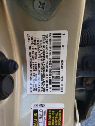 Photo 10 from auction – 2008 HONDA CIVIC EX with VIN 1HGFA16868L020744