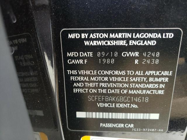 Photo 10 from auction – 2011 ASTON MARTIN V8 VANTAGE with VIN SCFEFBAK6BGC14618