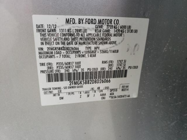 Photo 10 from auction – 2013 FORD FLEX SE with VIN 2FMGK5B82DBD26066