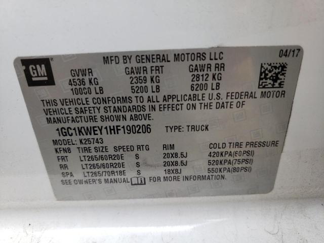 Photo 10 from auction – 2017 CHEVROLET SILVERADO with VIN 1GC1KWEY1HF190206