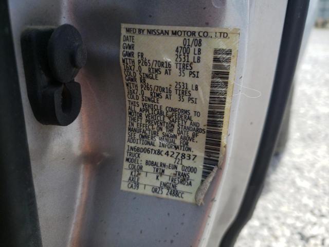 Photo 10 from auction – 2008 NISSAN FRONTIER K with VIN 1N6BD06TX8C427837