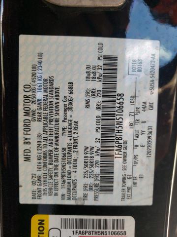 Photo 10 from auction – 2022 FORD MUSTANG with VIN 1FA6P8TH5N5106658
