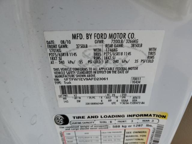 Photo 10 from auction – 2010 FORD F150 SUPER with VIN 1FTFW1EV9AFD23061