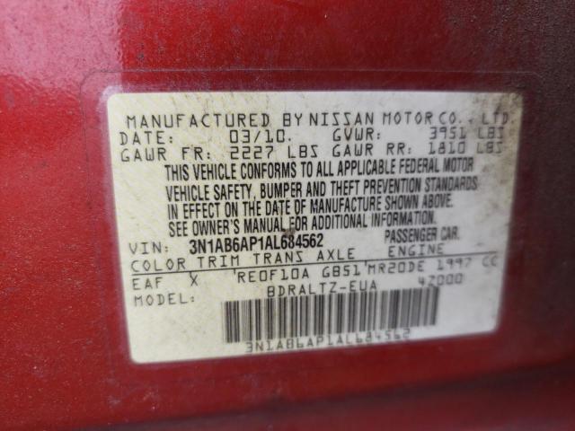 Photo 10 from auction – 2010 NISSAN SENTRA 2.0 with VIN 3N1AB6AP1AL684562