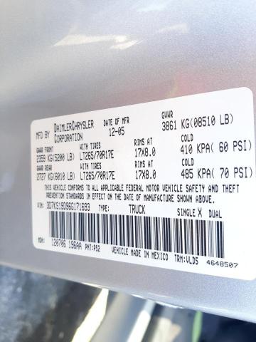 Photo 10 from auction – 2006 DODGE RAM 1500 with VIN 3D7KS19D96G171693