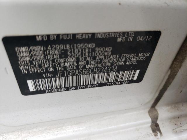 Photo 10 from auction – 2012 SUBARU IMPREZA SP with VIN JF1GPAS66CH234334