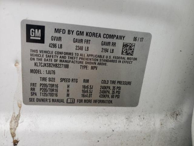 Photo 10 from auction – 2017 CHEVROLET TRAX LS with VIN KL7CJKSB2HB227188