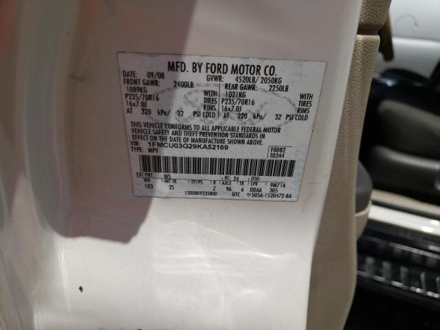 Photo 10 from auction – 2009 FORD ESCAPE XLT with VIN 1FMCU03G29KA52169