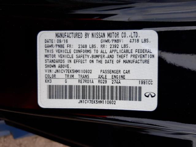 Photo 10 from auction – 2017 INFINITI Q60 BASE with VIN JN1CV7EK5HM110602