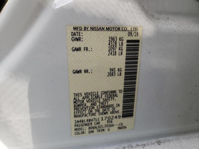Photo 10 from auction – 2020 NISSAN ALTIMA S with VIN 1N4BL4BV7LC170249