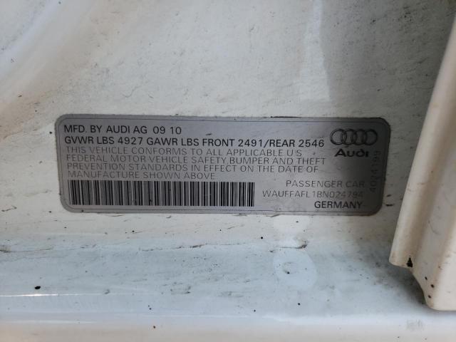 Photo 10 from auction – 2011 AUDI A4 PREMIUM with VIN WAUFFAFL1BN024794