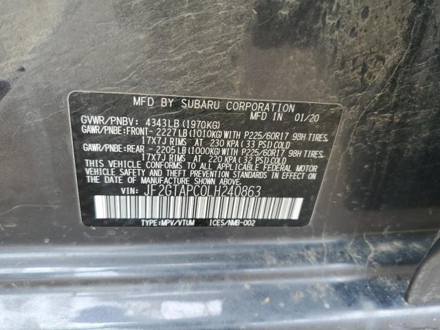 Photo 10 from auction – 2020 SUBARU CROSSTREK with VIN JF2GTAPC0LH240863