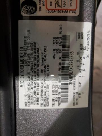 Photo 10 from auction – 2012 FORD FUSION SEL with VIN 3FAHP0JAXCR243735