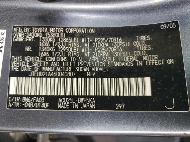 Photo 10 from auction – 2007 TOYOTA HIGHLANDER with VIN JTEHD21A460040807
