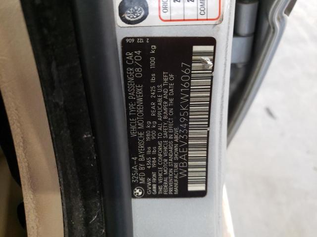 Photo 10 from auction – 2005 BMW 325 I with VIN WBAEV33495KW16067