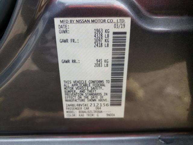 Photo 10 from auction – 2019 NISSAN ALTIMA S with VIN 1N4BL4BV5KC212156
