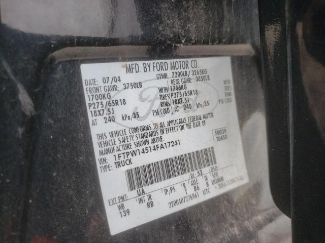 Photo 10 from auction – 2004 FORD F150 SUPER with VIN 1FTPW14514FA17241