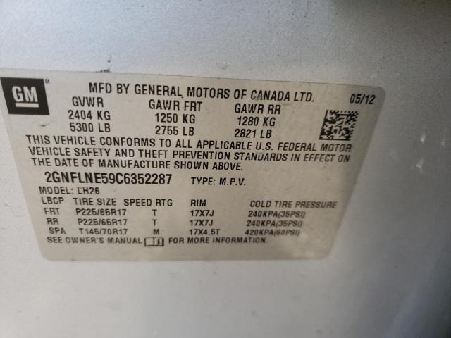 Photo 10 from auction – 2012 CHEVROLET EQUINOX LT with VIN 2GNFLNE59C6352287