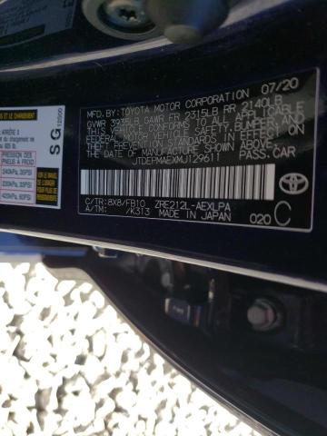 Photo 10 from auction – 2021 TOYOTA COROLLA LE with VIN JTDEPMAEXMJ129611