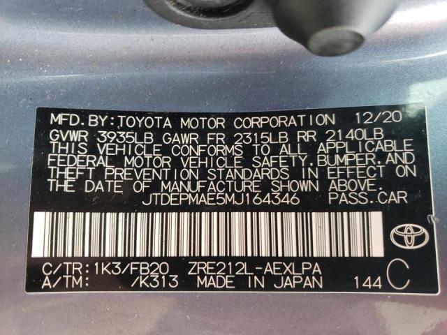 Photo 10 from auction – 2021 TOYOTA COROLLA LE with VIN JTDEPMAE5MJ164346