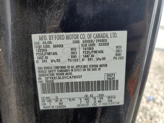 Photo 10 from auction – 2000 FORD F150 with VIN 2FTRX18L5YCA78527