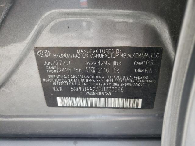 Photo 10 from auction – 2011 HYUNDAI SONATA GLS with VIN 5NPEB4AC3BH233568