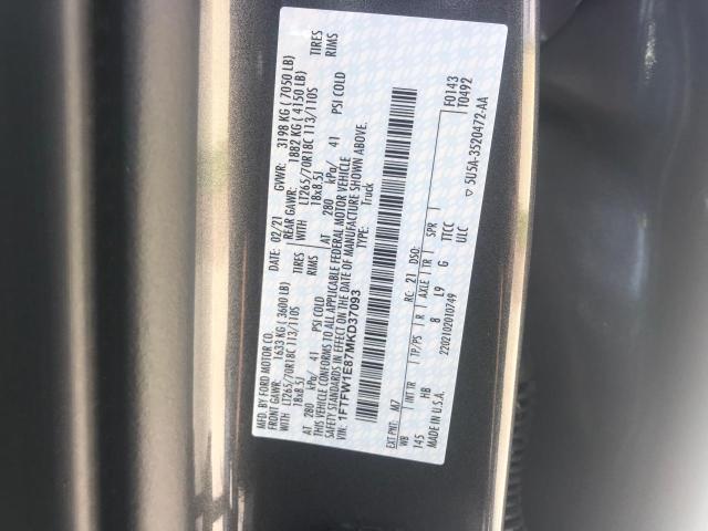 Photo 10 from auction – 2021 FORD F150 SUPER with VIN 1FTFW1E87MKD37093