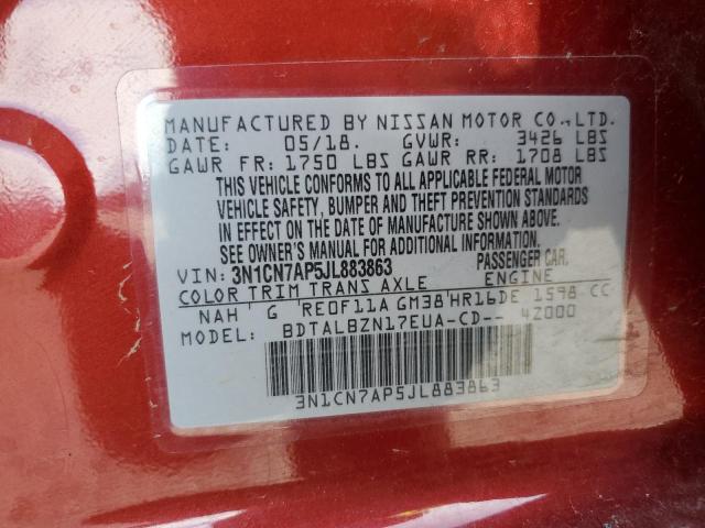 Photo 10 from auction – 2018 NISSAN VERSA S/S with VIN 3N1CN7AP5JL883863