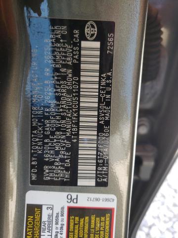 Photo 10 from auction – 2012 TOYOTA CAMRY BASE with VIN 4T1BF1FK1CU511070