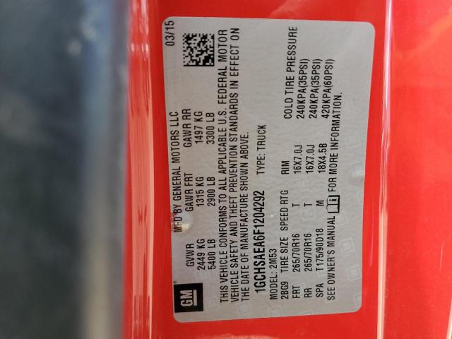 Photo 10 from auction – 2015 CHEVROLET COLORADO with VIN 1GCHSAEA6F1204292