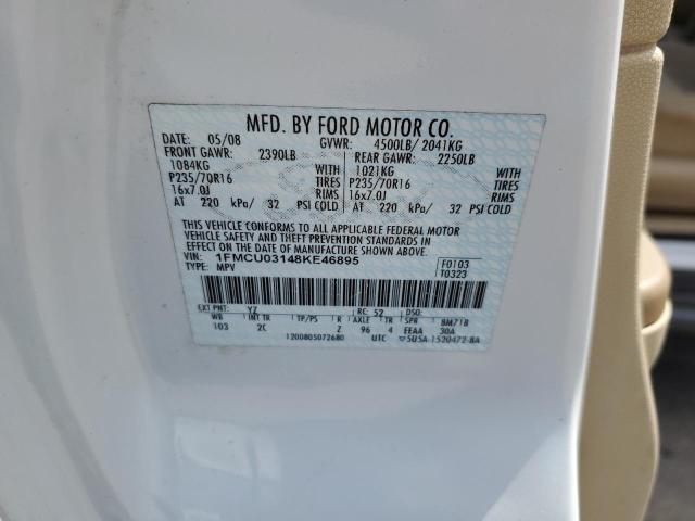 Photo 10 from auction – 2008 FORD ESCAPE XLT with VIN 1FMCU03148KE46895