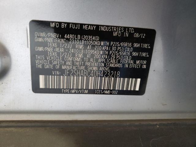 Photo 10 from auction – 2013 SUBARU FORESTER 2 with VIN JF2SHABC4DH423218
