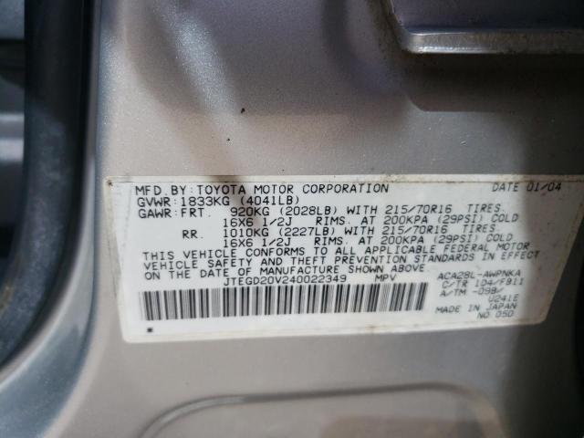 Photo 10 from auction – 2004 TOYOTA RAV4 with VIN JTEGD20V240022349
