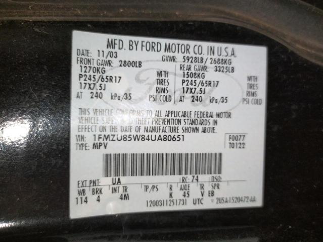Photo 10 from auction – 2004 FORD EXPLORER L with VIN 1FMZU85W84UA80651