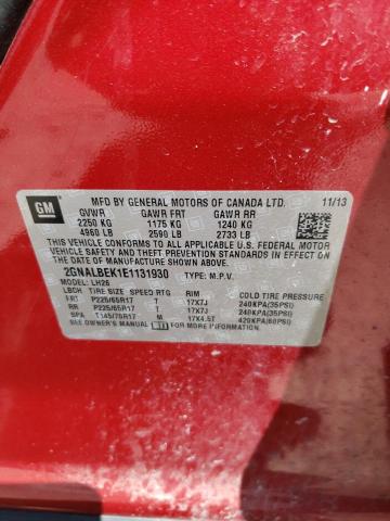 Photo 10 from auction – 2014 CHEVROLET EQUINOX LT with VIN 2GNALBEK1E1131930
