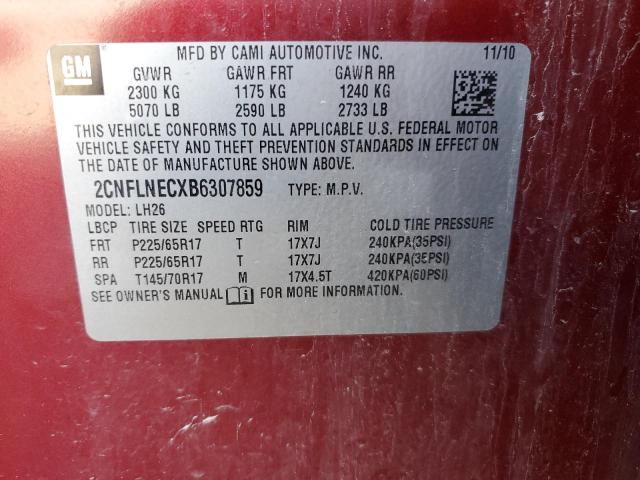 Photo 10 from auction – 2011 CHEVROLET EQUINOX LT with VIN 2CNFLNECXB6307859