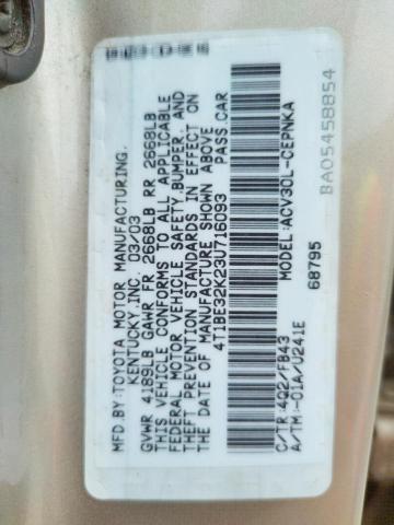 Photo 10 from auction – 2003 TOYOTA CAMRY LE with VIN 4T1BE32K23U716093