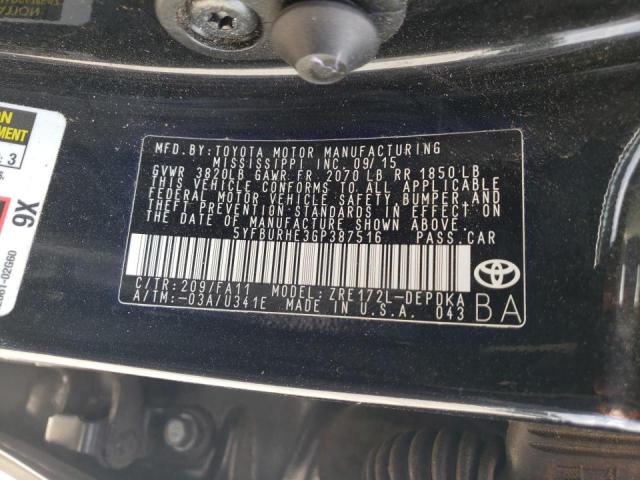 Photo 10 from auction – 2016 TOYOTA COROLLA L with VIN 5YFBURHE3GP387516