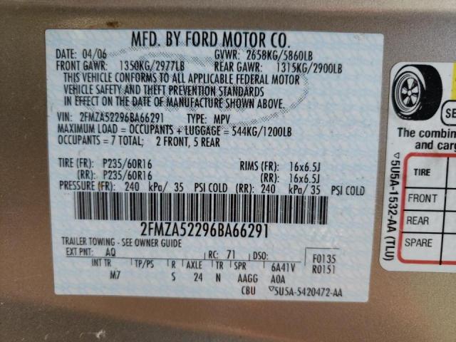 Photo 10 from auction – 2006 FORD FREESTAR S with VIN 2FMZA52296BA66291