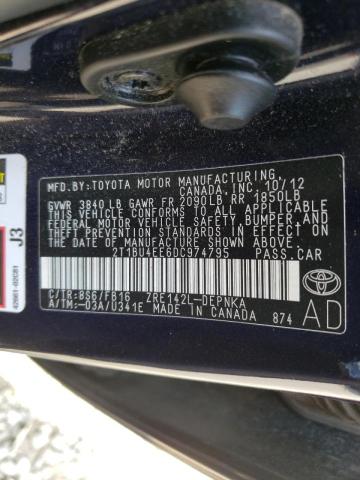 Photo 10 from auction – 2013 TOYOTA COROLLA BA with VIN 2T1BU4EE6DC974795