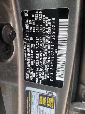 Photo 10 from auction – 2015 KIA SORENTO LX with VIN 5XYKTCA61FG592239