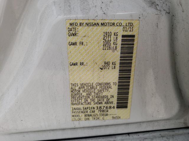 Photo 10 from auction – 2015 NISSAN ALTIMA 2.5 with VIN 1N4AL3AP1FN387684