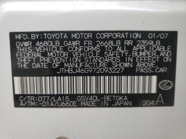 Photo 10 from auction – 2007 LEXUS ES 350 with VIN JTHBJ46G972093227