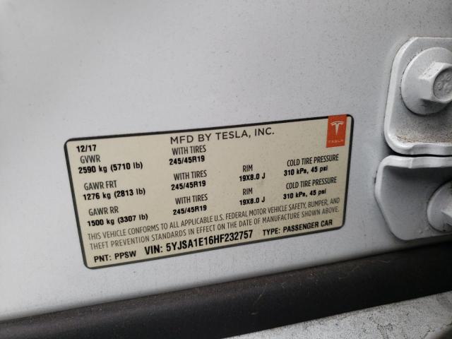 Photo 10 from auction – 2017 TESLA MODEL S with VIN 5YJSA1E16HF232757