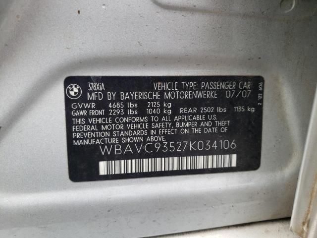 Photo 10 from auction – 2007 BMW 328 XI with VIN WBAVC93527K034106