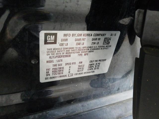 Photo 10 from auction – 2015 CHEVROLET TRAX 1LS with VIN KL7CJPSB3FB206036