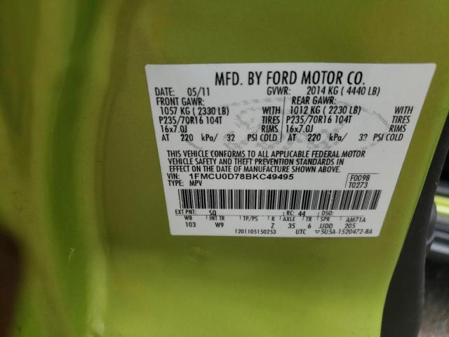 Photo 10 from auction – 2011 FORD ESCAPE XLT with VIN 1FMCU0D78BKC49495