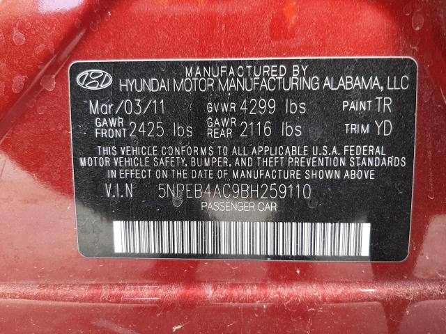 Photo 10 from auction – 2011 HYUNDAI SONATA GLS with VIN 5NPEB4AC9BH259110