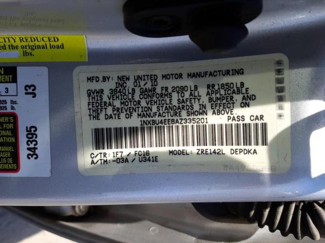 Photo 10 from auction – 2010 TOYOTA COROLLA BA with VIN 1NXBU4EE8AZ335201