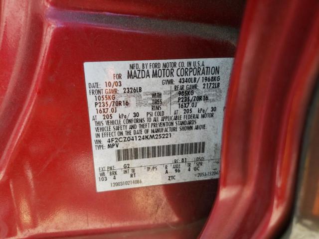 Photo 10 from auction – 2004 MAZDA TRIBUTE LX with VIN 4F2CZ04124KM25221